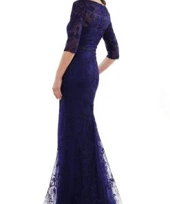 Marsoni By Colors - MV1127 Fitted Beaded Waist Evening Dress