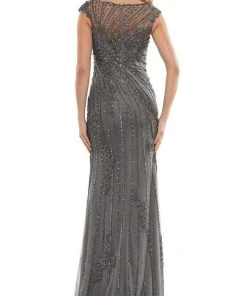 Marsoni By Colors - MV1128 Beaded High Slit Evening Gown