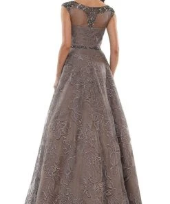 Marsoni By Colors - MV1129 Floral Detailed Voluminous A-line Dress