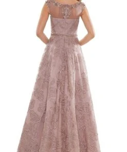 Marsoni By Colors - MV1129 Floral Detailed Voluminous A-line Dress