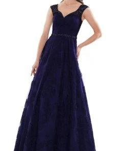 Marsoni By Colors - MV1129 Floral Detailed Voluminous A-line Dress