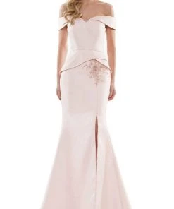 Marsoni By Colors - MV1143 Off Shoulder Slit Evening Dress