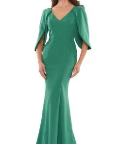 Marsoni By Colors MV1159 - V-Neck Split Sleeve Evening Gown