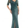 Marsoni By Colors MV1173 - Embroidered V-Neck Satin Formal Gown