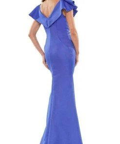 Marsoni By Colors MV1190 - Ruffled V-Neck Long Dress 7 Marsoni By Colors MV1190 - Ruffled V-Neck Long Dress