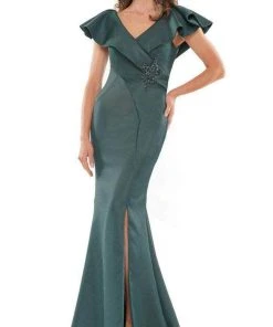 Marsoni By Colors MV1190 - Ruffled V-Neck Long Dress 8 Marsoni By Colors MV1190 - Ruffled V-Neck Long Dress