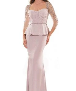 Marsoni By Colors MV1192 - Beaded Sheer Sleeve Formal Gown