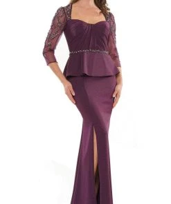 Marsoni By Colors MV1192 - Beaded Sheer Sleeve Formal Gown 9 Marsoni By Colors MV1192 - Beaded Sheer Sleeve Formal Gown