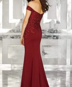 MGNY By Mori Lee - 71616 Embroidered Off-Shoulder Trumpet Dress