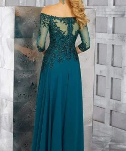 MGNY By Mori Lee - 71621 Crystal Beaded Off-Shoulder Chiffon Gown