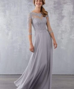 MGNY By Mori Lee - 71714 Beaded Lace Bateau A-Line Dress