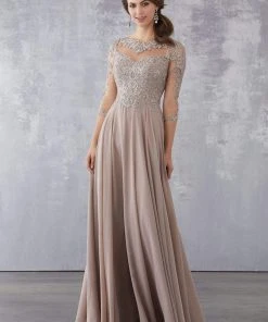 MGNY By Mori Lee - 71714 Beaded Lace Bateau A-Line Dress 9 MGNY By Mori Lee - 71714 Beaded Lace Bateau A-Line Dress