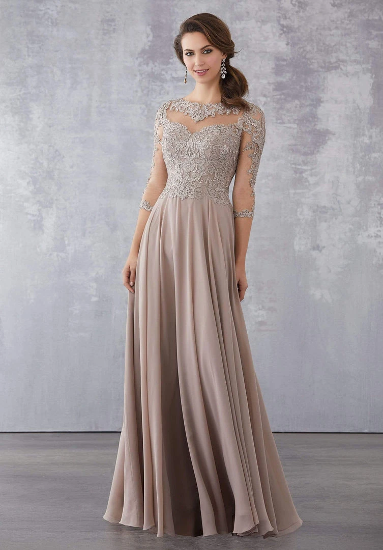 MGNY By Mori Lee - 71714 Beaded Lace Bateau A-Line Dress 5 MGNY By Mori Lee - 71714 Beaded Lace Bateau A-Line Dress