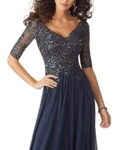 MGNY By Mori Lee - 71805 Embroidered V-neck A-line Gown 8 MGNY By Mori Lee - 71805 Embroidered V-neck A-line Gown