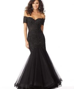 MGNY By Mori Lee - 71825 Lace Appliqued Off-Shoulder Trumpet Dress