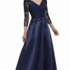 MGNY By Mori Lee - 72012 Beaded Lace V-neck A-line Gown