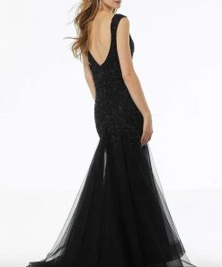 MGNY By Mori Lee - 72103 Beaded Plunging V-Neck Trumpet Dress