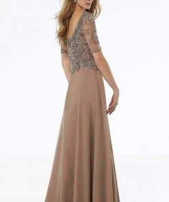 MGNY By Mori Lee - 72113 Crystal Beaded Square Neck Chiffon Dress