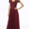 MGNY By Mori Lee - 72116 Bead Embroidered Deep V-neck A-line Dress