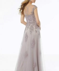 MGNY By Mori Lee - 72123 Beaded Lace Illusion Neck A-line Dress