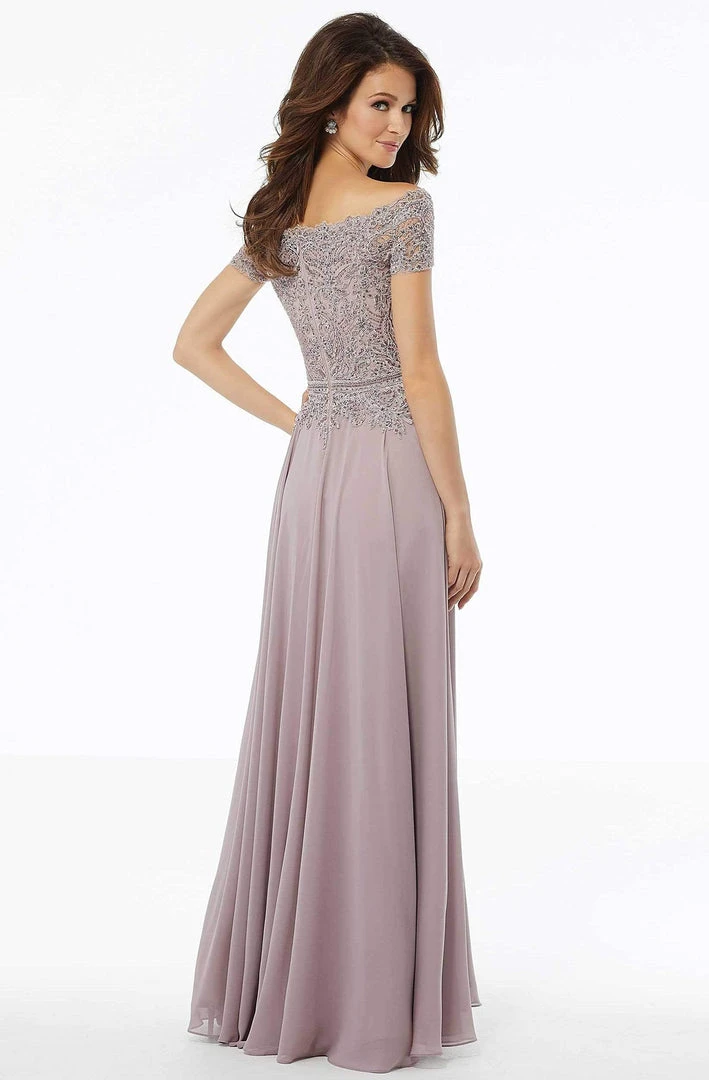 MGNY By Mori Lee - 72133 Off Shoulder Lace Appliqued Chiffon Dress 4 MGNY By Mori Lee - 72133 Off Shoulder Lace Appliqued Chiffon Dress