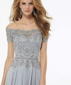 MGNY By Mori Lee - 72133 Off Shoulder Lace Appliqued Chiffon Dress 11 MGNY By Mori Lee - 72133 Off Shoulder Lace Appliqued Chiffon Dress