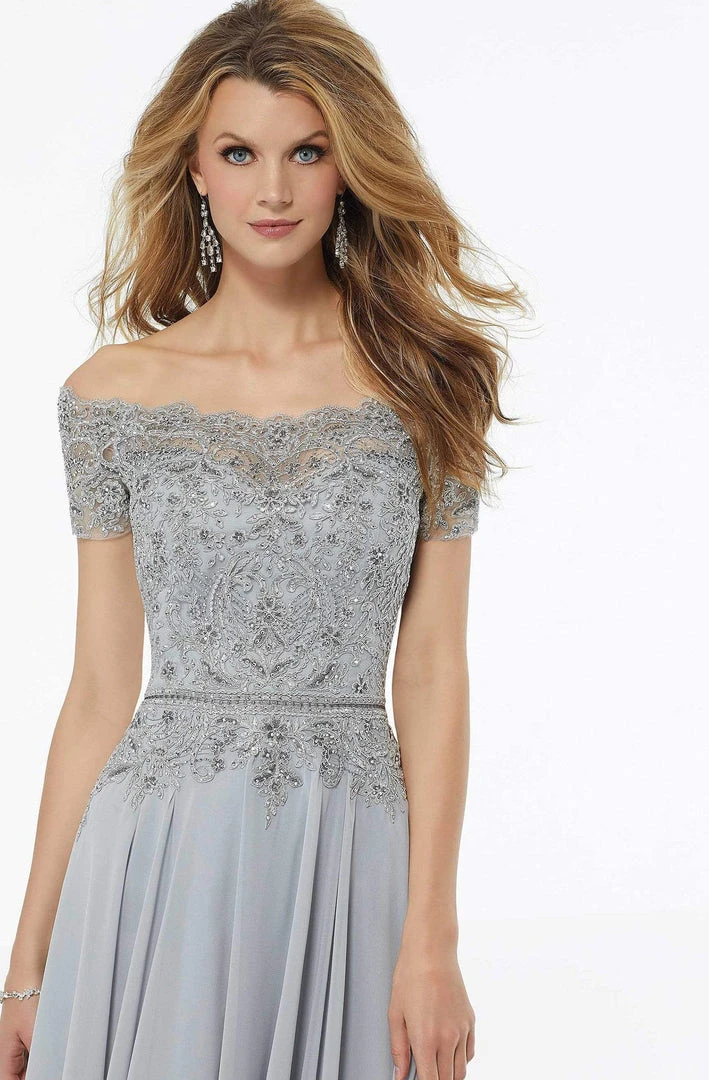 MGNY By Mori Lee - 72133 Off Shoulder Lace Appliqued Chiffon Dress 7 MGNY By Mori Lee - 72133 Off Shoulder Lace Appliqued Chiffon Dress