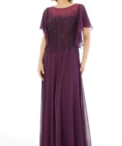 MGNY By Mori Lee - 72206 Flutter Sleeved Embellished Chiffon Gown 10 MGNY By Mori Lee - 72206 Flutter Sleeved Embellished Chiffon Gown