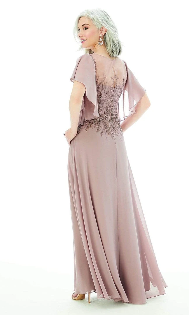 MGNY By Mori Lee - 72206 Flutter Sleeved Embellished Chiffon Gown 4 MGNY By Mori Lee - 72206 Flutter Sleeved Embellished Chiffon Gown
