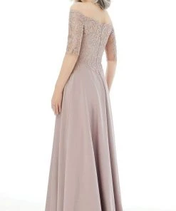 MGNY By Mori Lee - 72220 Off Shoulder Embroidered Lace Crepe Gown