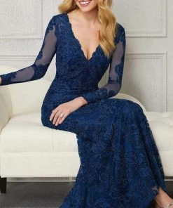 MGNY By Mori Lee - 72402 Embroidered V-Neck Sheath Dress