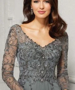 MGNY By Mori Lee - 72403 V-Neck A-Line Evening Dress