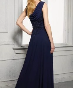 MGNY By Mori Lee - 72414 V-Neck A-Line Evening Dress