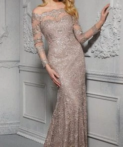 MGNY By Mori Lee - 72415 Scallop Detailed Lace Sheath Dress