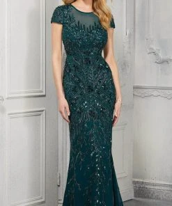 MGNY By Mori Lee - 72426 Leaf Motif Beaded Formal Evening Dress