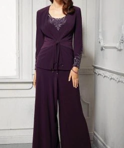 MGNY By Mori Lee - 72427 Scoop Long Sleeves Pant Suit