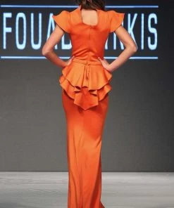 MNM Couture - 2295 Bell Cap Sleeve Peplum Sheath Gown