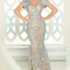 MNM COUTURE - 2521 Embroidered V Neck Mermaid Gown
