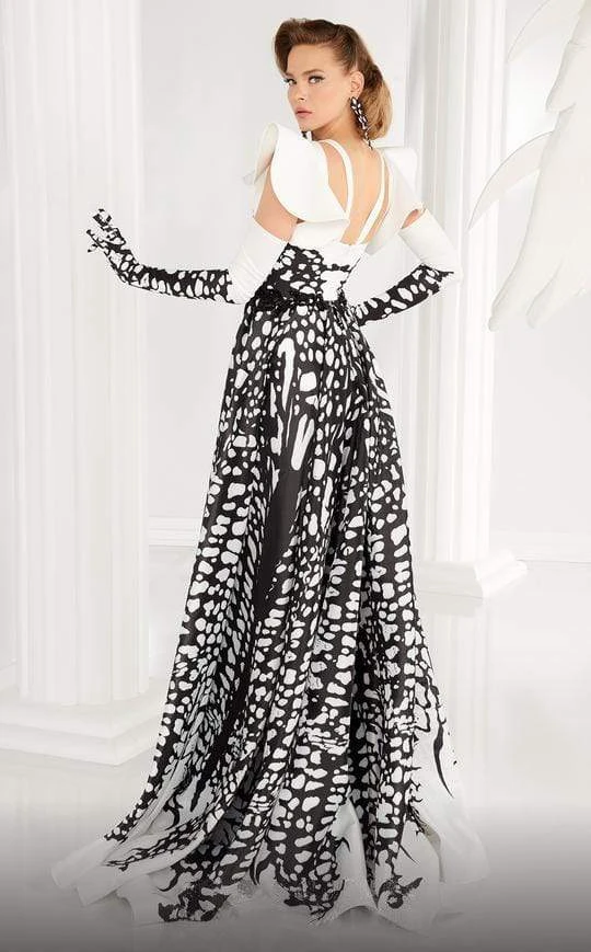 MNM COUTURE - 2592 Flutter Sleeve Printed A-Line Gown 4 MNM COUTURE - 2592 Flutter Sleeve Printed A-Line Gown