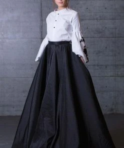 MNM Couture - Blouson Sleeve Two-Toned Evening Gown N0111