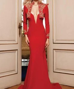 MNM Couture - Embroidered Long Sleeve Mermaid Dress N0122