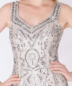 MNM COUTURE - F00301 Sleeveless Jewel Beaded Long Sheath Gown