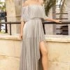 MNM COUTURE - F6205 Pleated Off Shoulder High Low Dress 1 MNM COUTURE - F6205 Pleated Off Shoulder High Low Dress