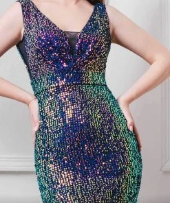 MNM COUTURE - F6237 Sleeveless V-Neck Mermaid Gown