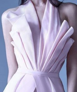 MNM Couture - G0924 Pleated Halter A-Line Evening Dress