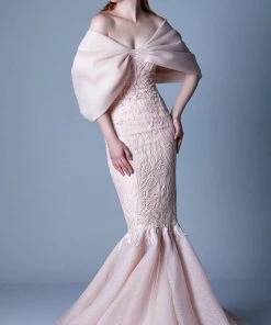 MNM COUTURE - G1103 Caped Off-Shoulder Mermaid Gown