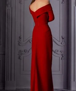 MNM COUTURE - K3849 Long Sleeves Sheath Dress With Slit