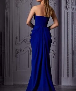 MNM COUTURE - K3854 Ruched Asymmetrical Sheath Dress