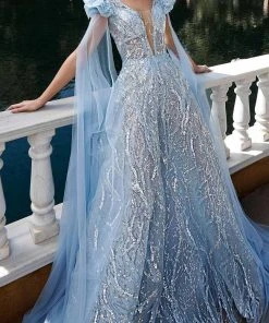 MNM Couture K3930 - Flutter Sleeve Evening Gown