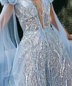 MNM Couture K3930 - Flutter Sleeve Evening Gown